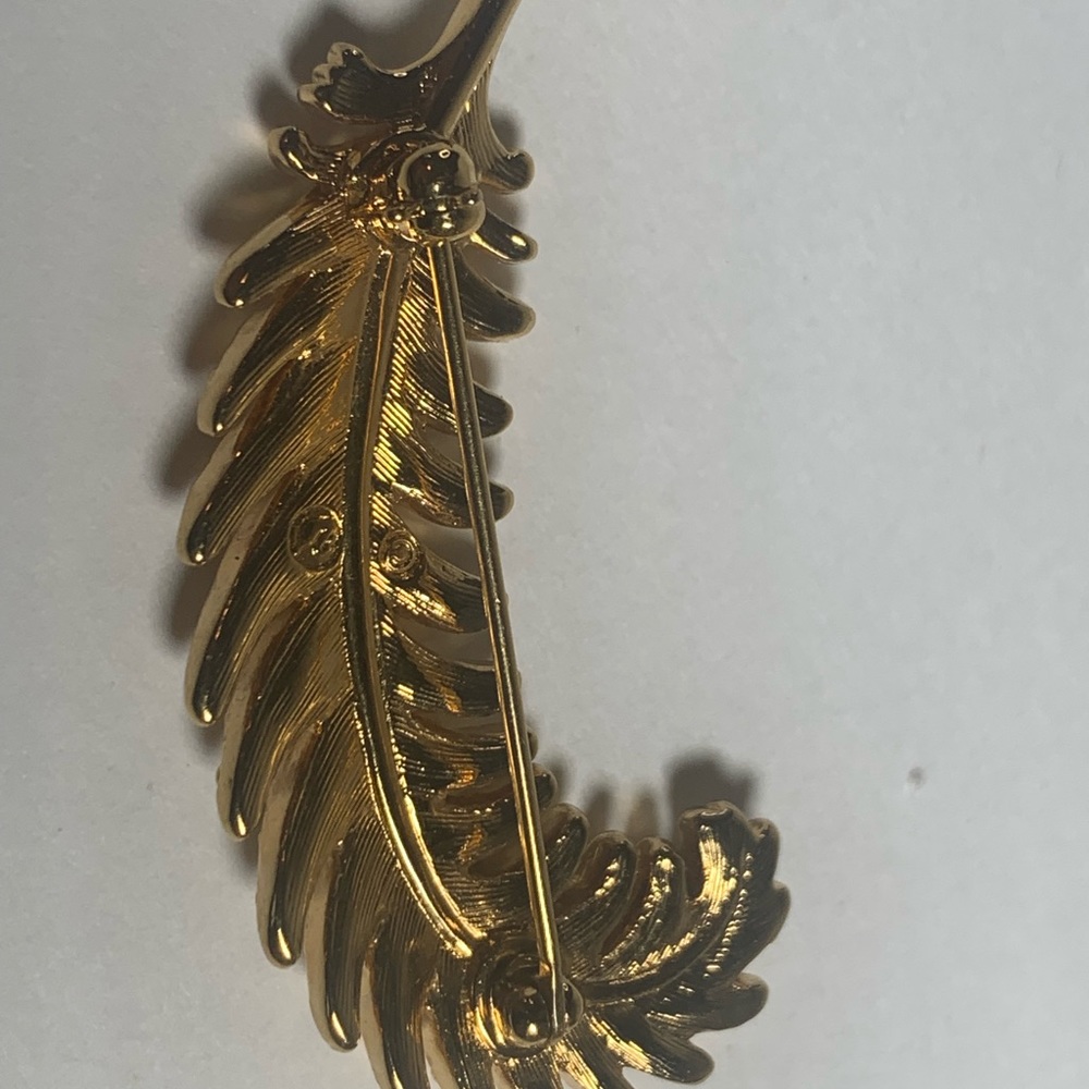 Swarovski Feather Brooch Pin Pave Crystals - Picture 4 of 6